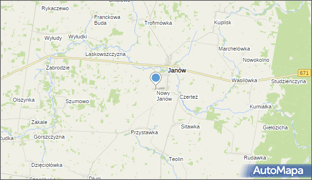 mapa Nowy Janów, Nowy Janów gmina Janów na mapie Targeo